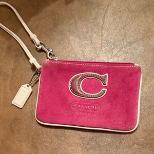 Coach Fuchsia Leather Wristlet